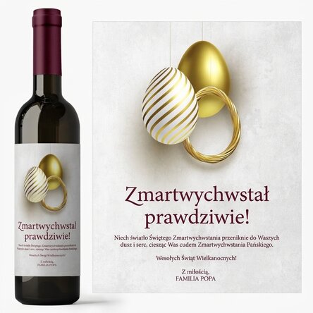 Wino z indywidualnym napisem na Wielkanoc – „On naprawdę zmartwychwstał”