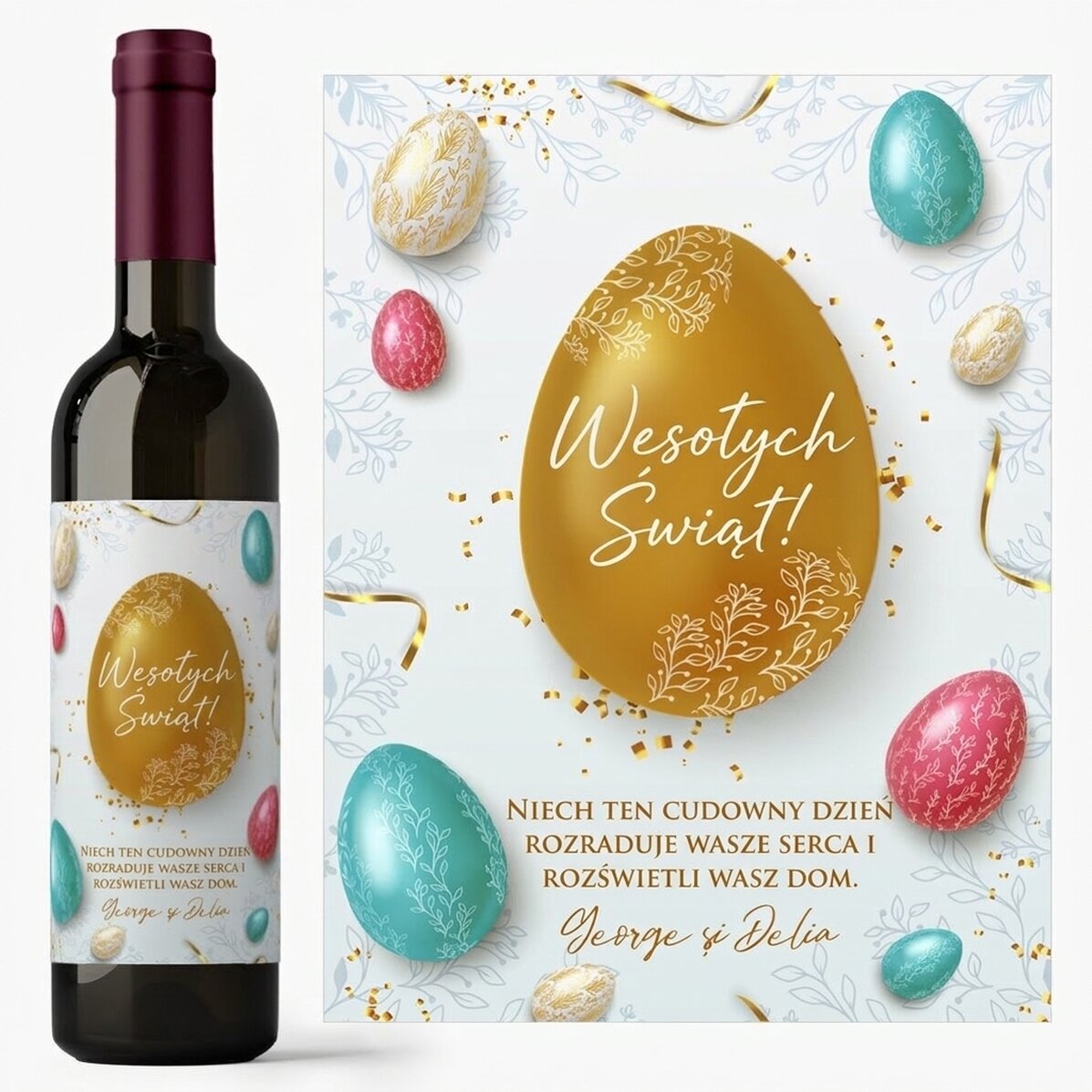 Wino z indywidualnym napisem na Wielkanoc – Happy Easter