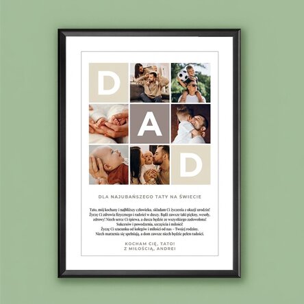 Spersonalizowany obraz z napisem i 6 zdjęciami – DAD