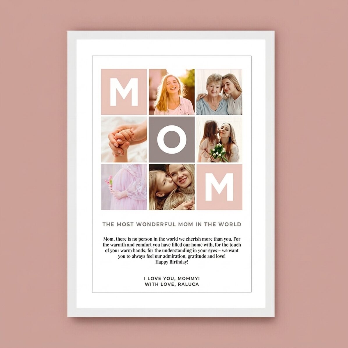 Spersonalizowany obraz z napisem i 6 zdjęciami – MOM