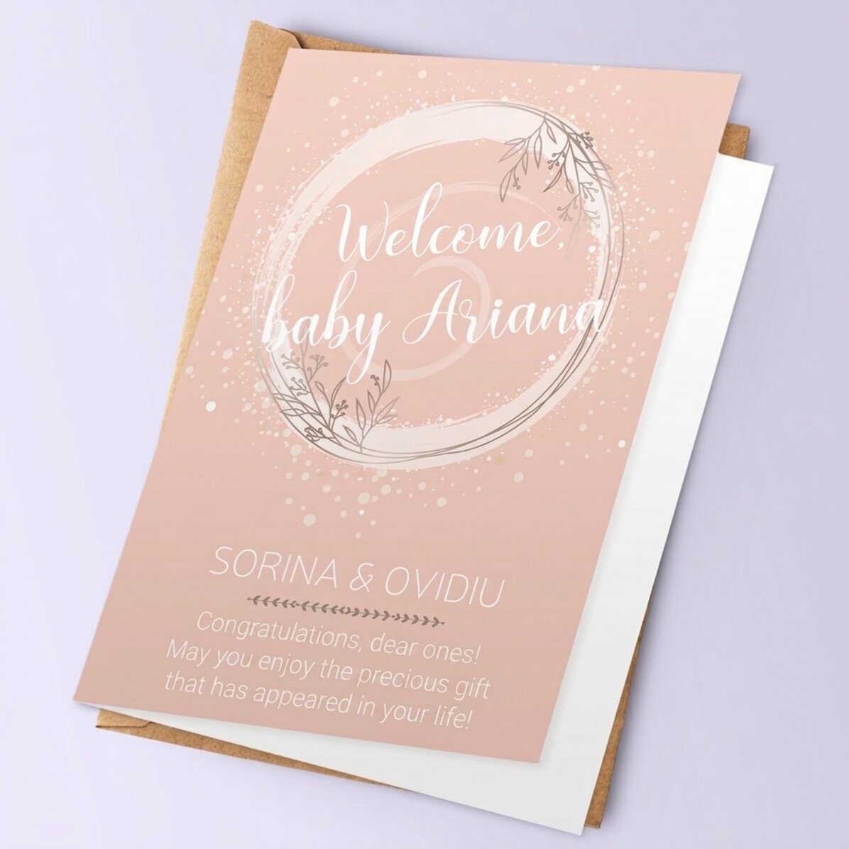 Spersonalizowana kartka z napisem – „Welcome, baby!”