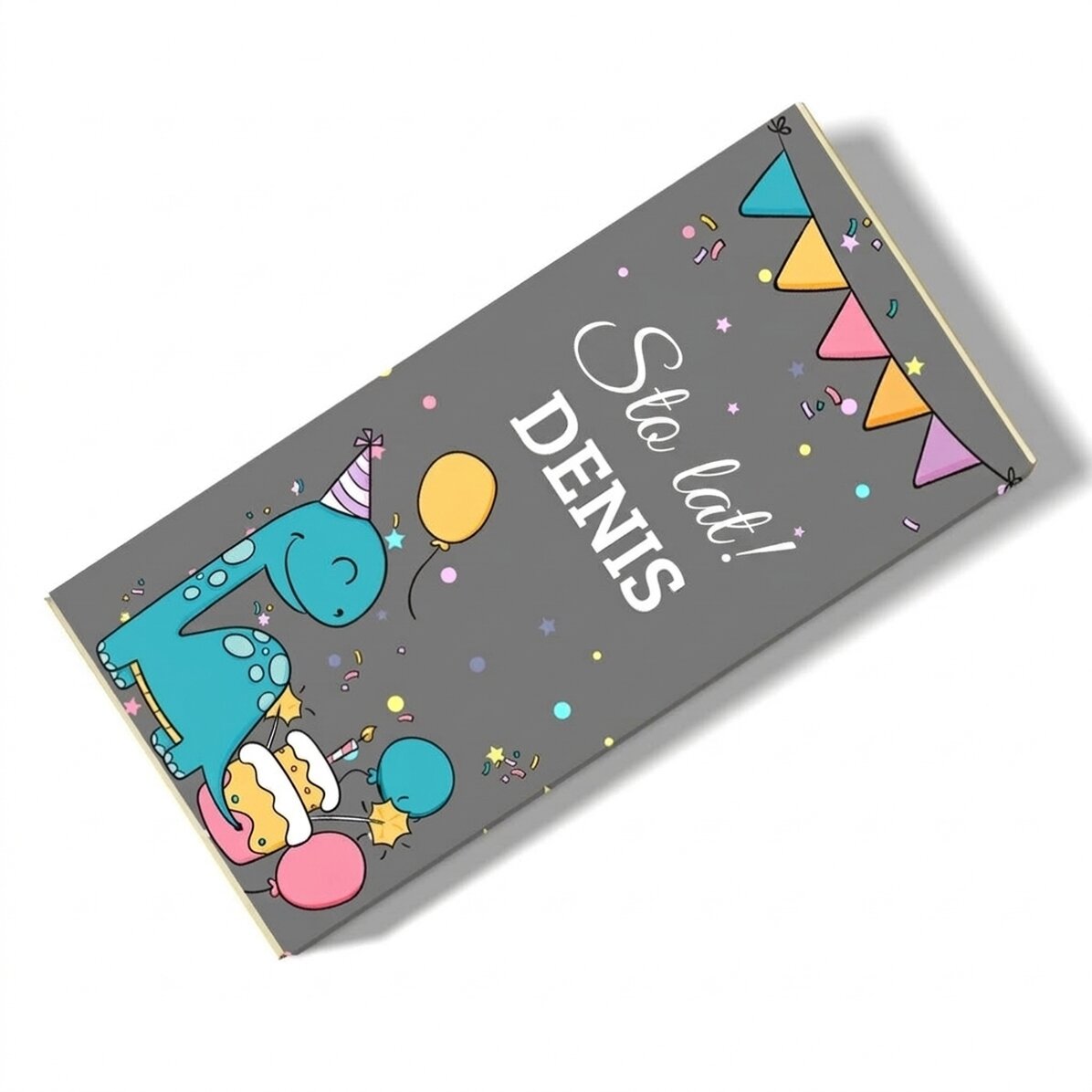 Czekolada z indywidualnym napisem dla dzieci – Happy Dino
