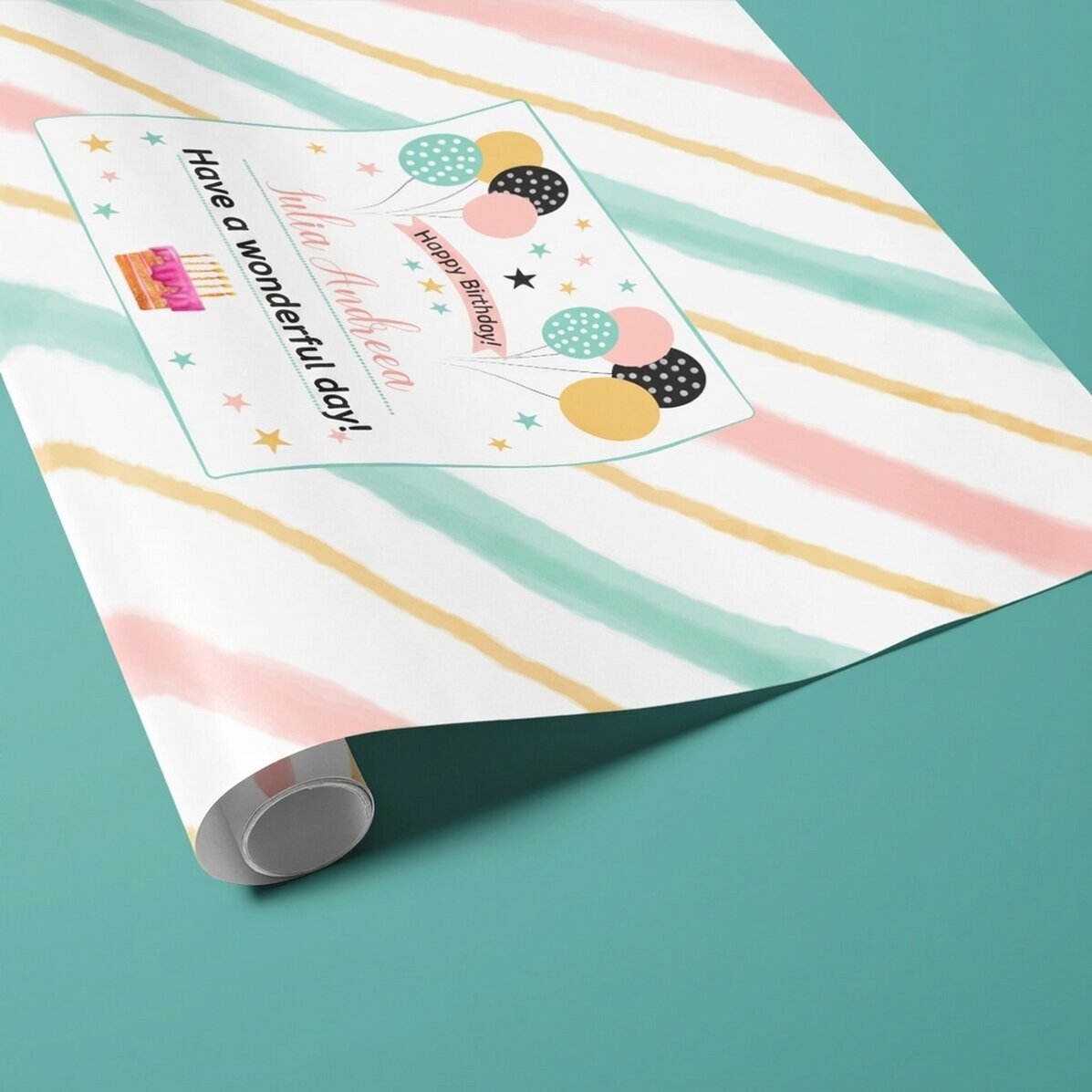 Papier do pakowania prezentów z indywidualnym napisem – Kids