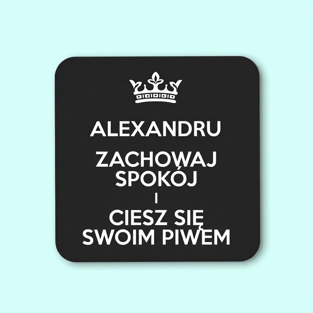 Spersonalizowana podkładka pod kubek z napisem – Keep Calm Black