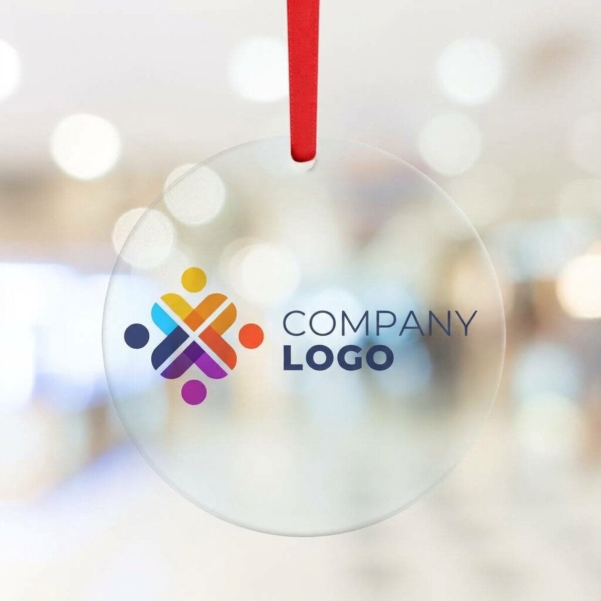 Okrągła ozdoba z nadrukiem logo