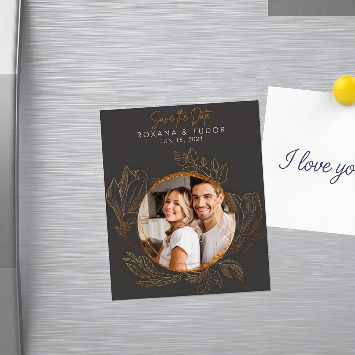 Magnes 10 x 12 cm z własnym zdjęciem i napisem – „Save the date”