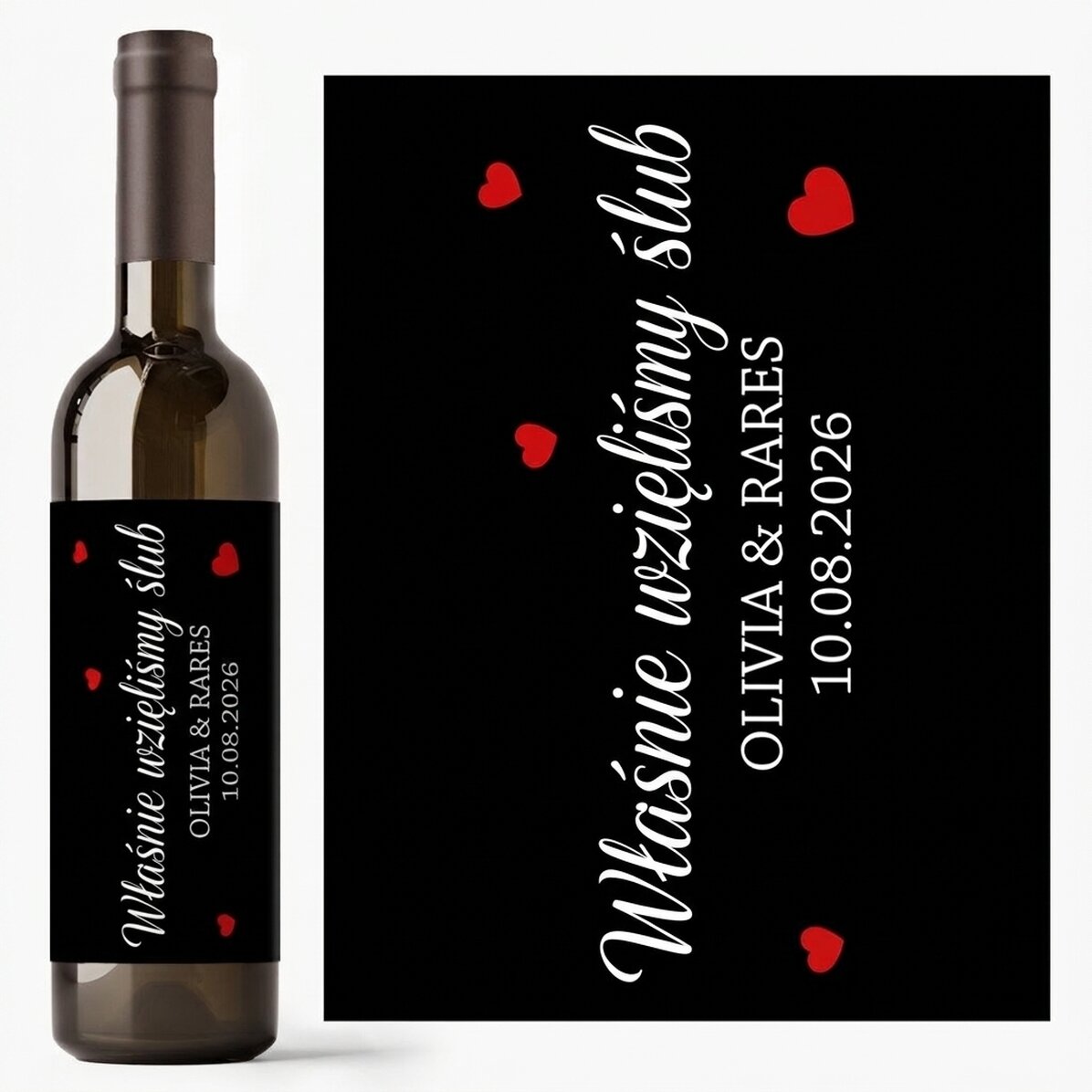 Wino z indywidualnym napisem – „Just Married”