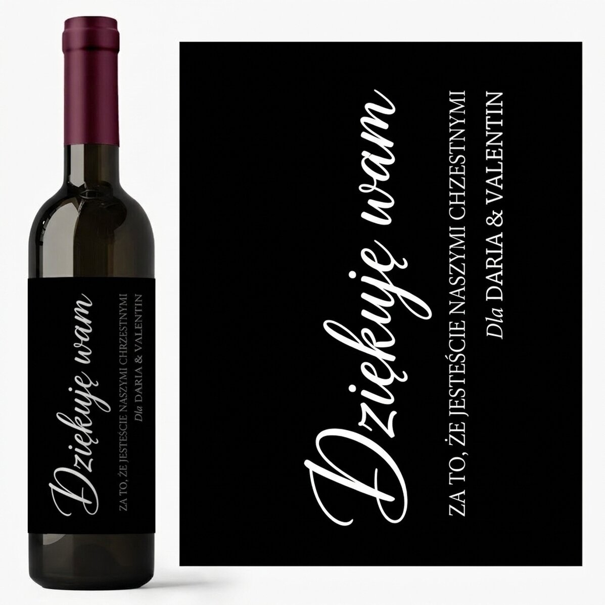 Wino z indywidualnym napisem – Thank you!