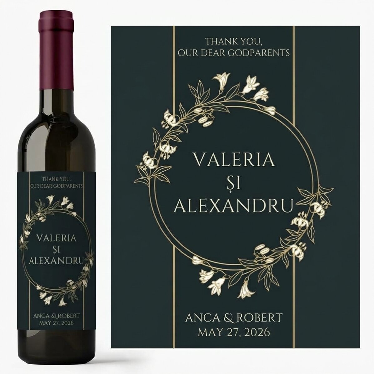 Wino z indywidualnym napisem – dla rodziców chrzestnych