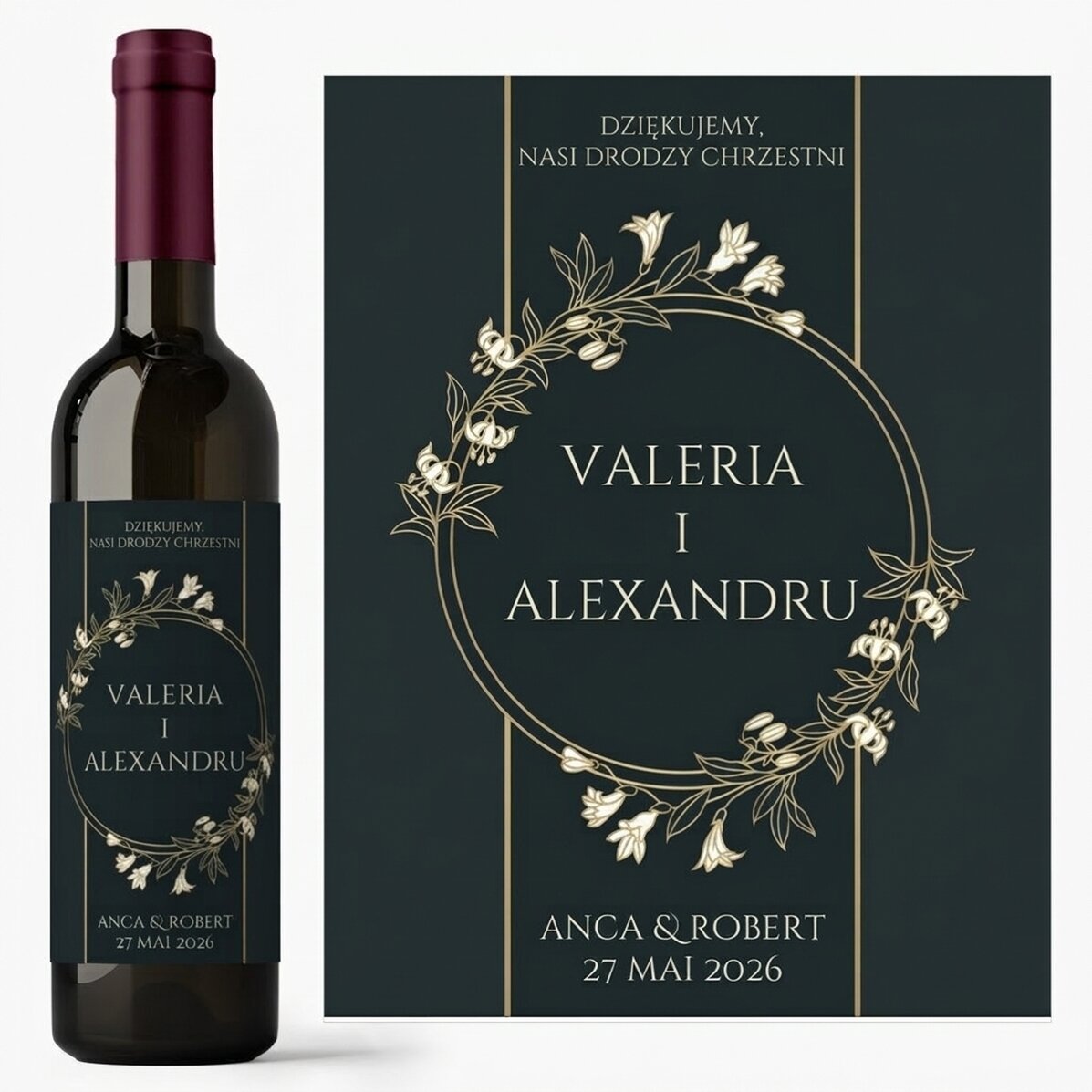 Wino z indywidualnym napisem – dla rodziców chrzestnych