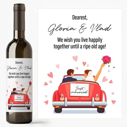 Wino z indywidualnym napisem – świeżożeńcy