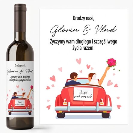 Wino z indywidualnym napisem – świeżożeńcy
