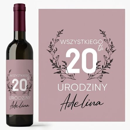 Wino z indywidualnym napisem na urodziny – Floral