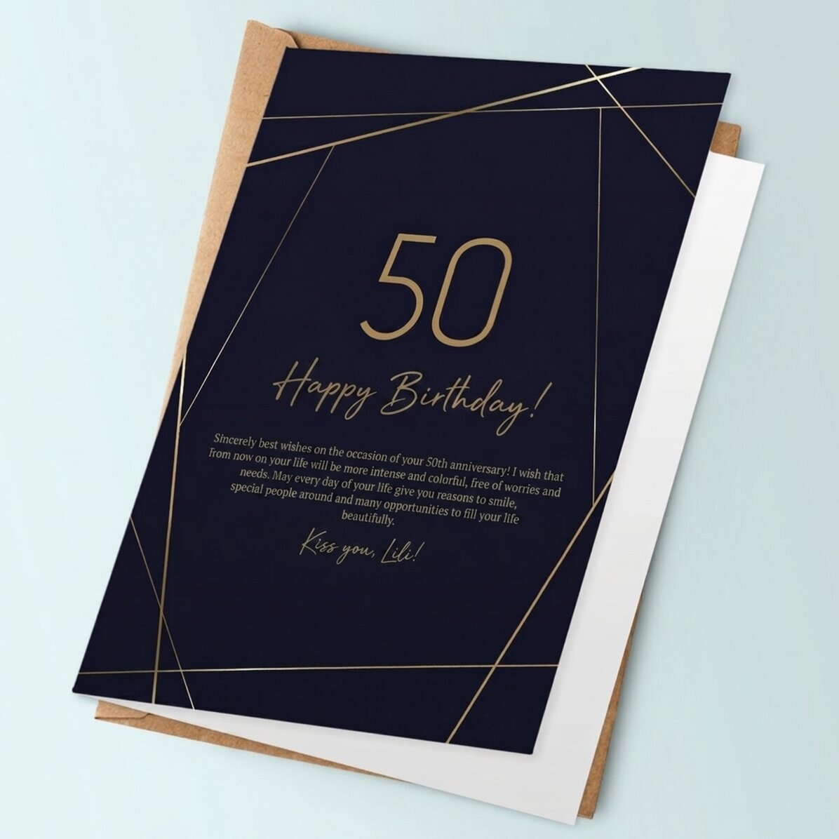 Spersonalizowana kartka z życzeniami z tekstem – Golden 50