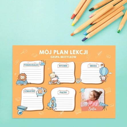 Spersonalizowany rozkład zajęć ze zdjęciem i tekstem – Little ones