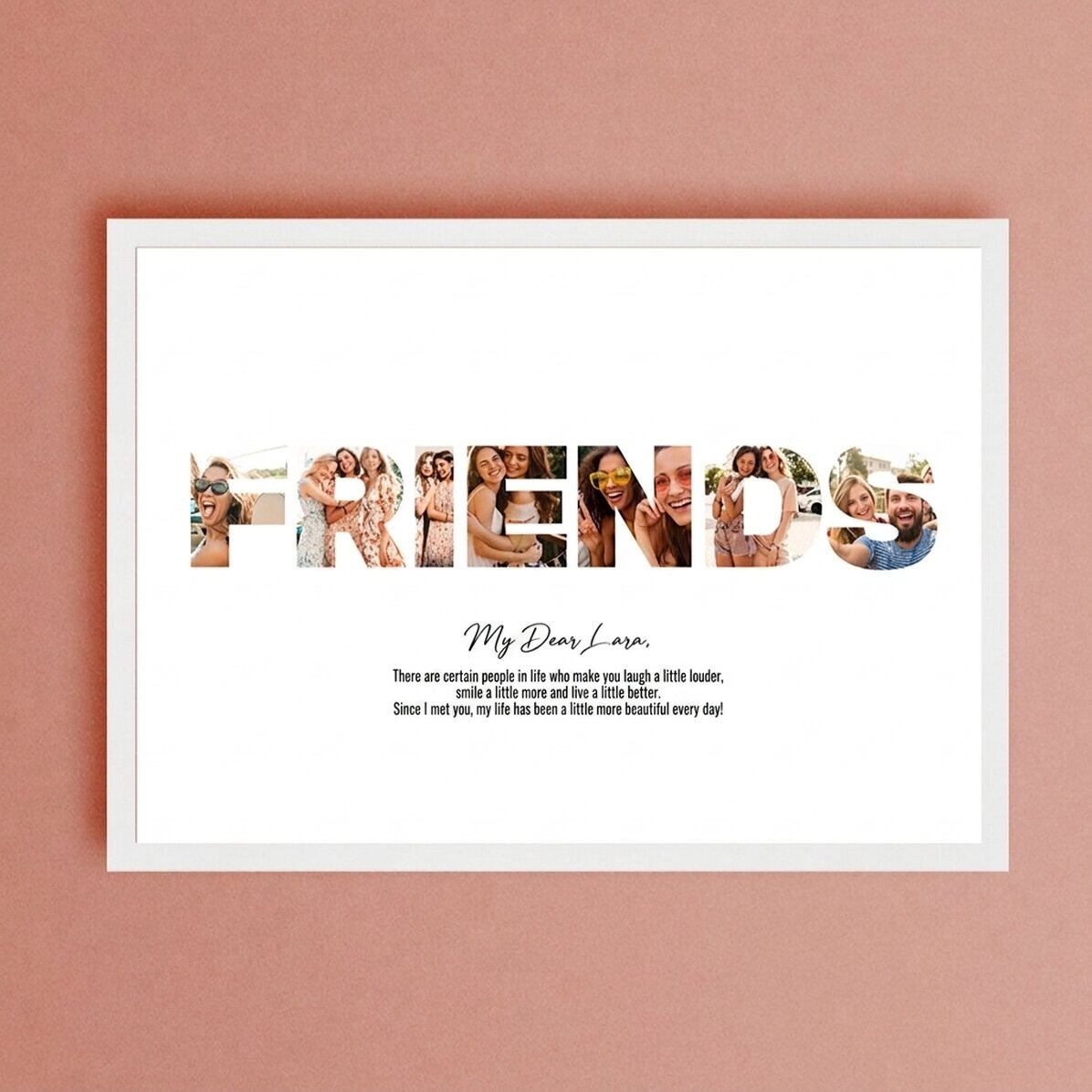 Spersonalizowany obraz w formacie poziomym z 7 zdjęciami i tekstem – FRIENDS