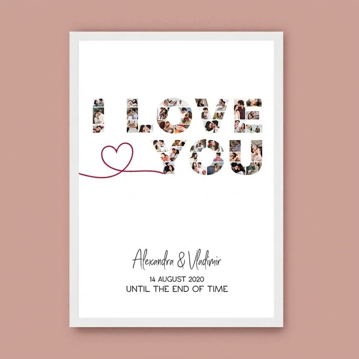 Spersonalizowany obraz z 39 zdjęciami i napisem – „I love you”