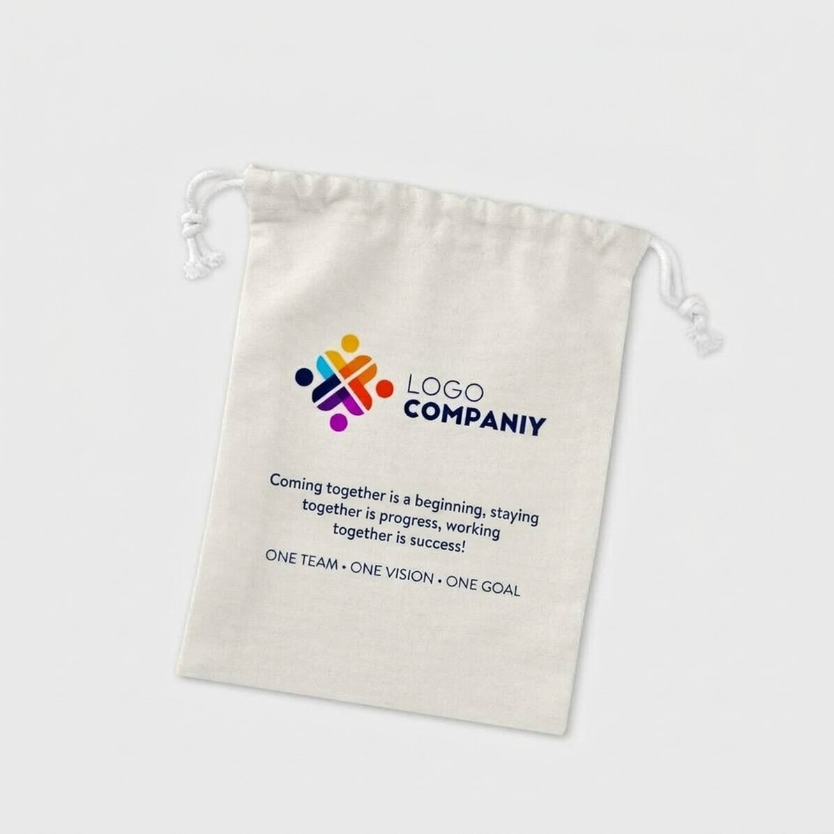 Mała torebka na prezenty z nadrukowanym logo i napisem