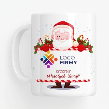 Spersonalizowany kubek z logo i napisem – Święty Mikołaj