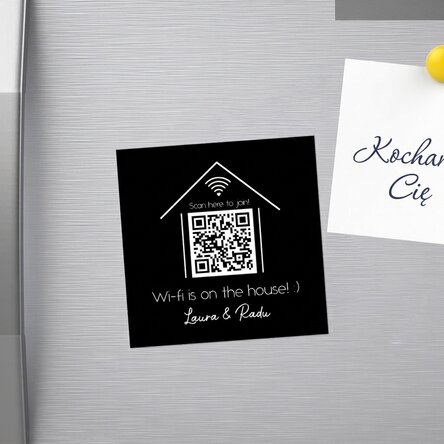 Spersonalizowany magnes 10x10 z napisem i kodem QR – „Scan for Wi-Fi”