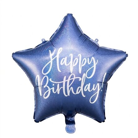 Balonik – niebieska gwiazdka „Happy Birthday”