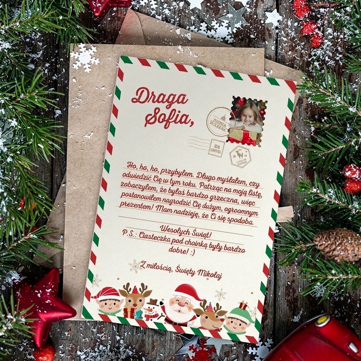 Spersonalizowany magnes o wymiarach 10 x 15 cm z napisem – List od Świętego Mikołaja