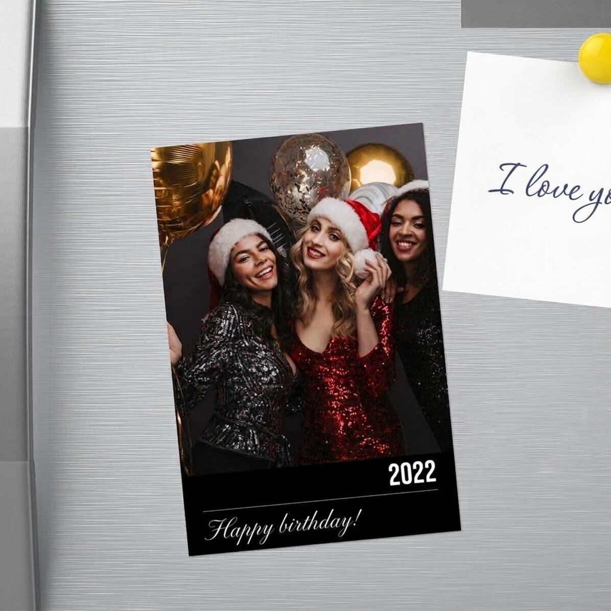 Spersonalizowany magnes o wymiarach 10 x 15 cm z napisem i zdjęciem – Happy New Year