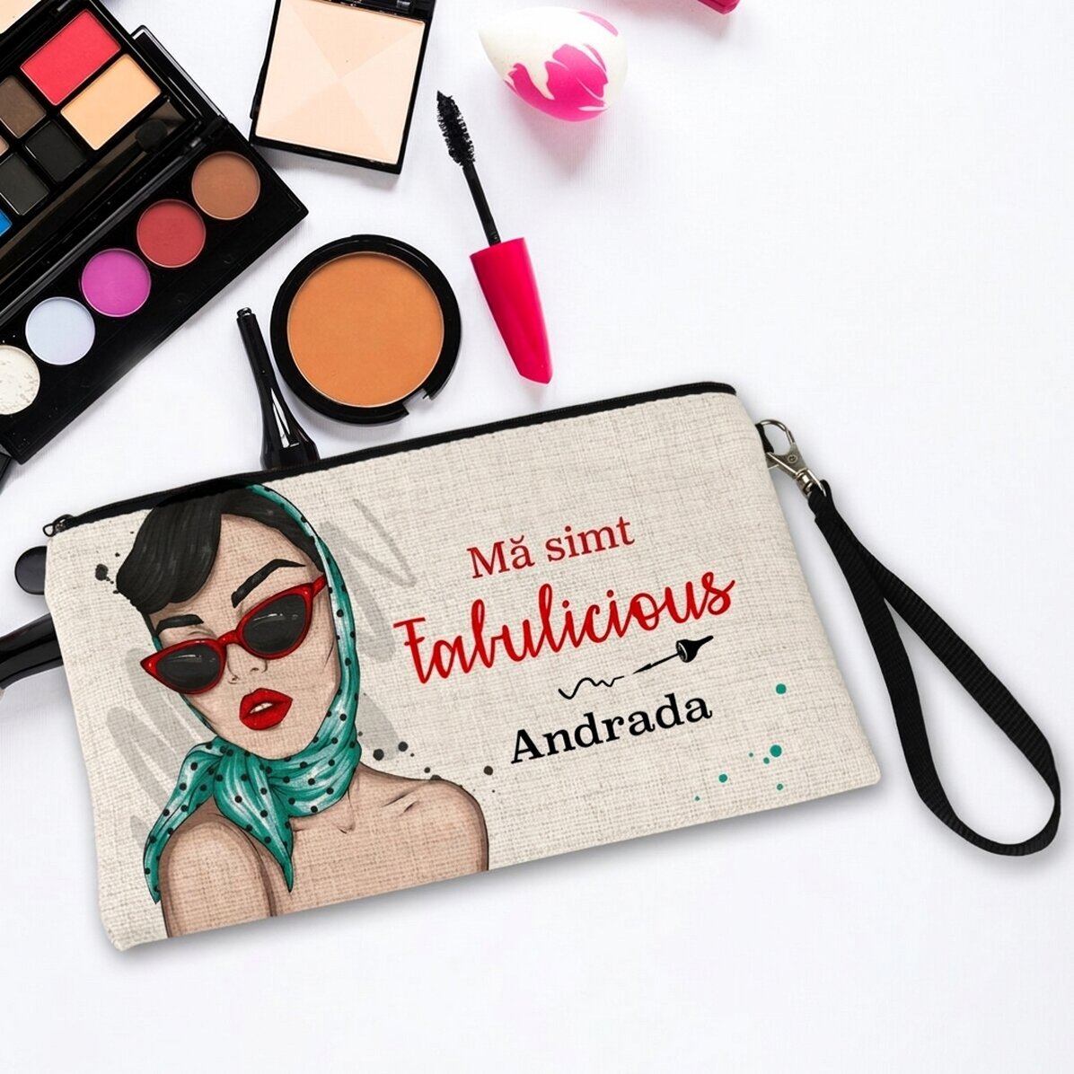 Spersonalizowany zestaw do makijażu z napisem „I feel Fabulicious”