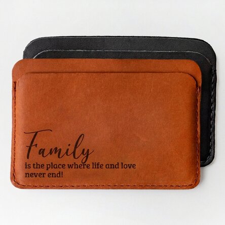 Personalised leather wallet with message - Family
