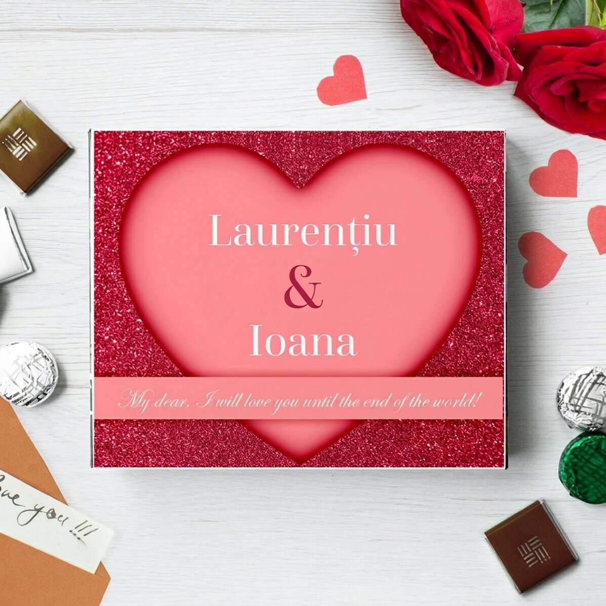 Spersonalizowane pudełko cukierków z napisem dla pary – Sweet love