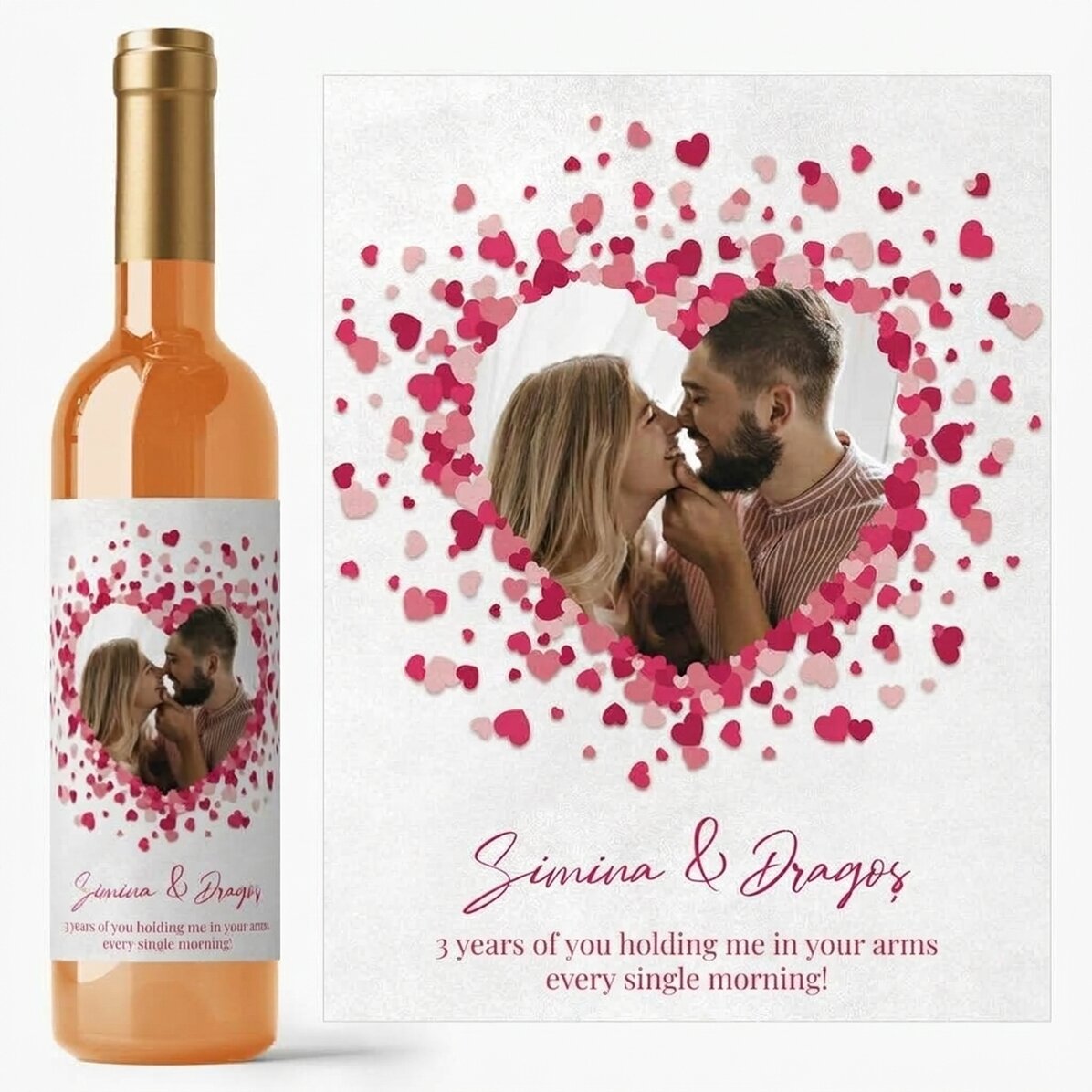 Wino z indywidualnym napisem dla pary – Love is in the air