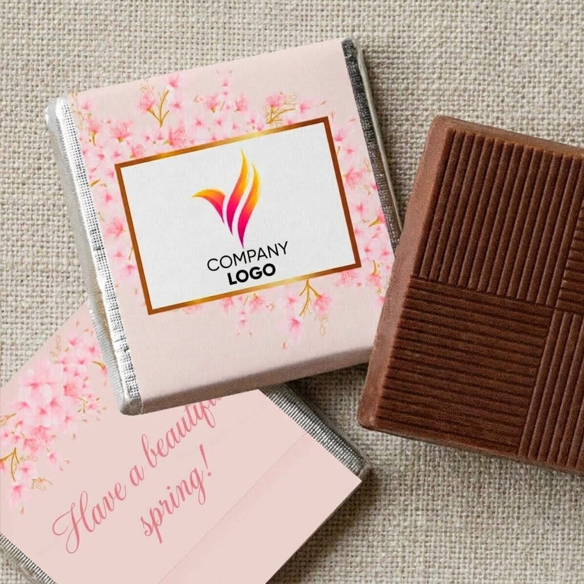 Mini czekoladka z indywidualnym nadrukiem logo i napisem – Wiosna