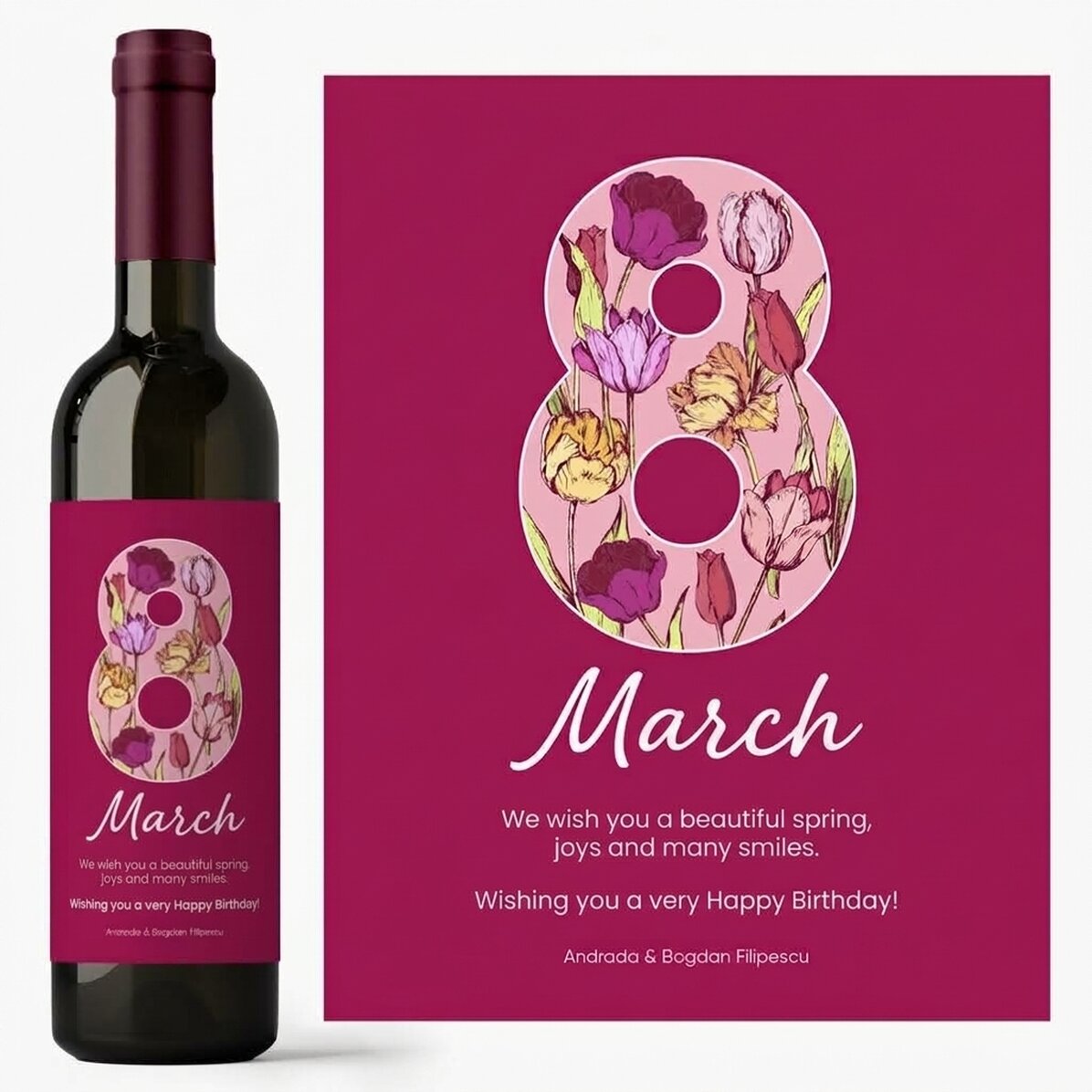Wino z indywidualnym napisem na 8 marca