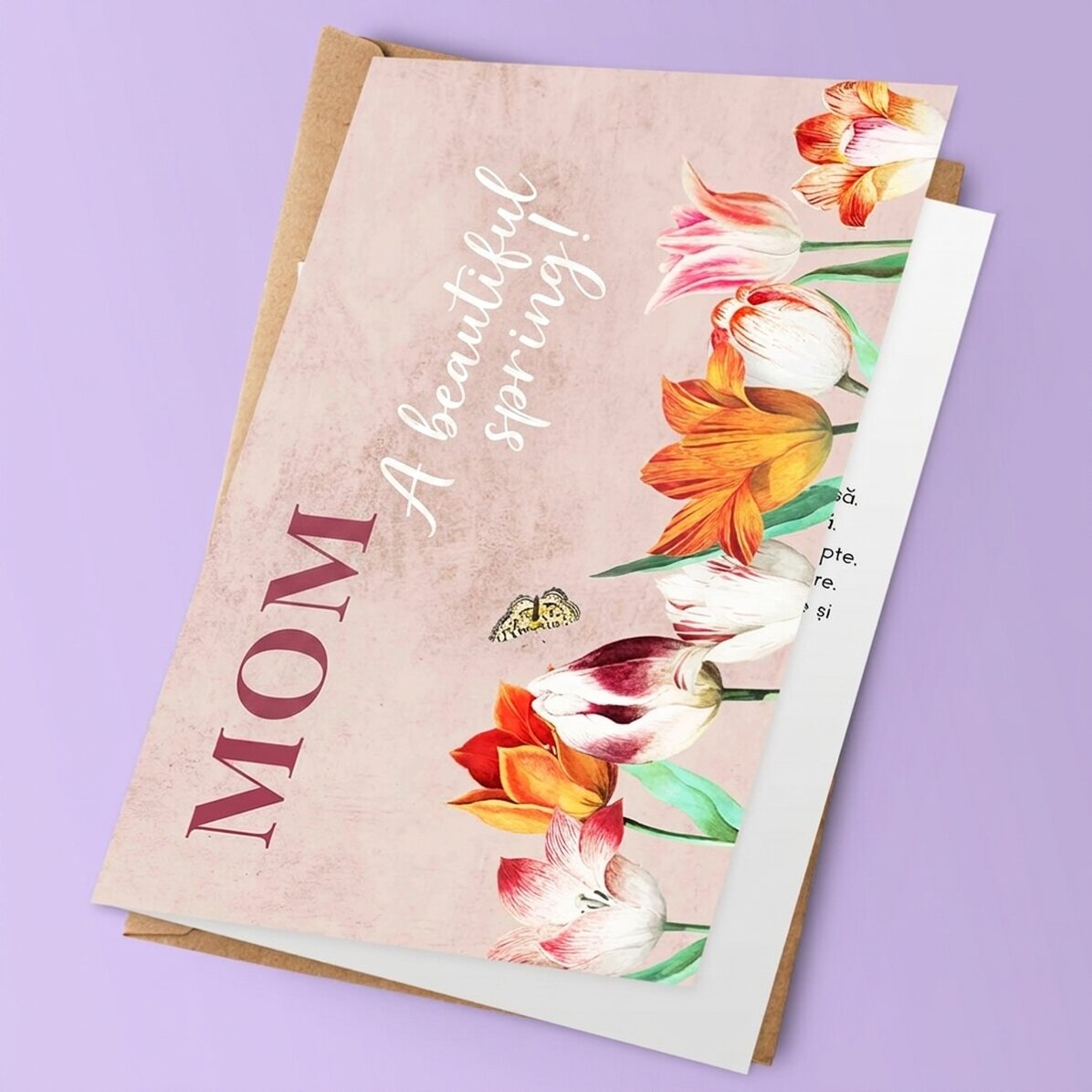 Spersonalizowana kartka z życzeniami z tekstem – Tulips