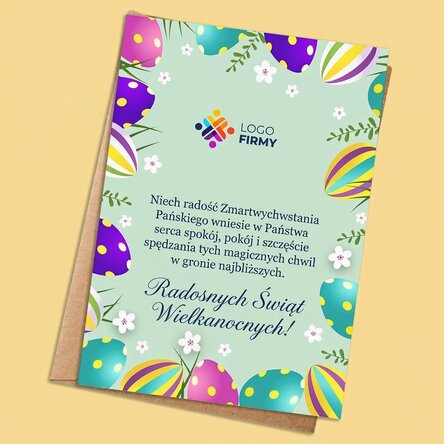 Spersonalizowana kartka z napisem i logo – Wesołych Świąt Wielkanocnych