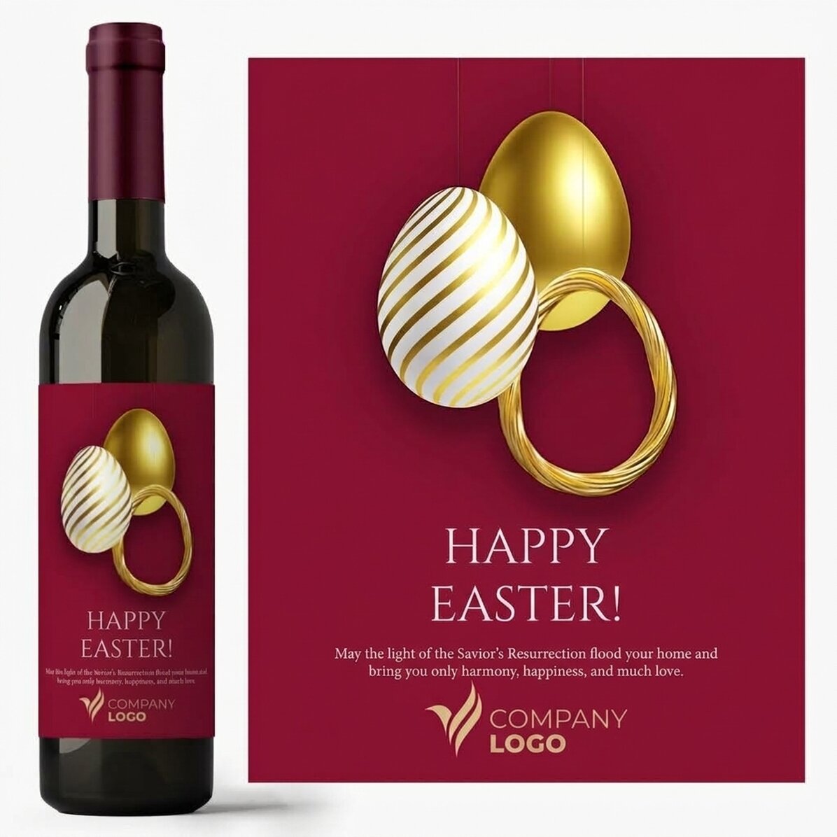 Wino z indywidualnym nadrukiem tekstu i logo – Wesołych Świąt Wielkanocnych!