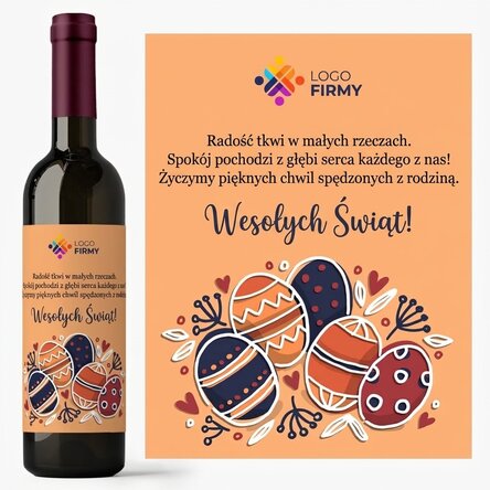 Wino z indywidualnym nadrukiem tekstu i logo na Wielkanoc