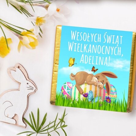 Mini czekoladka z indywidualnym napisem na Wielkanoc