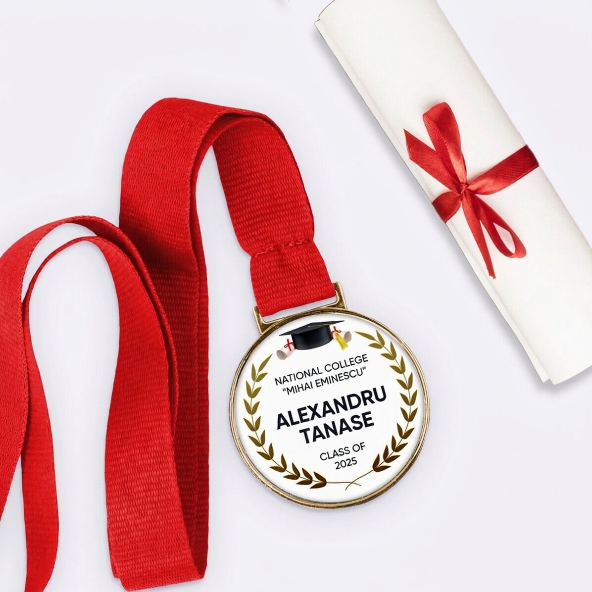 Spersonalizowany medal z napisem – Gratulacje z okazji ukończenia studiów