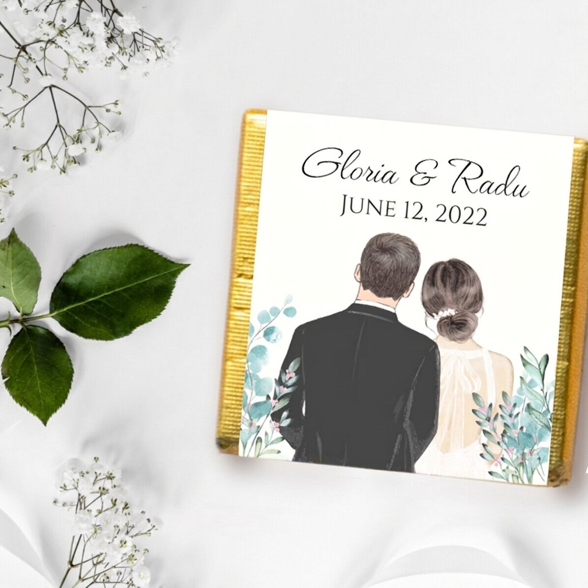Mini czekoladki z personalizowanym napisem – „Our wedding”