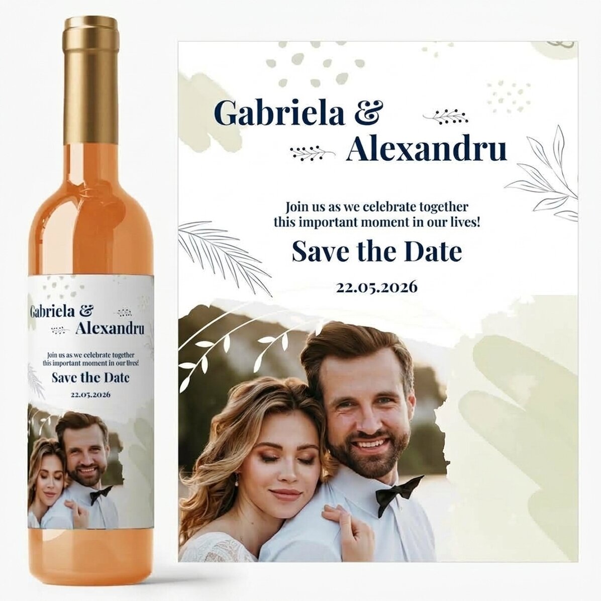 Wino z indywidualnym nadrukiem tekstu i zdjęcia – „Save the date”