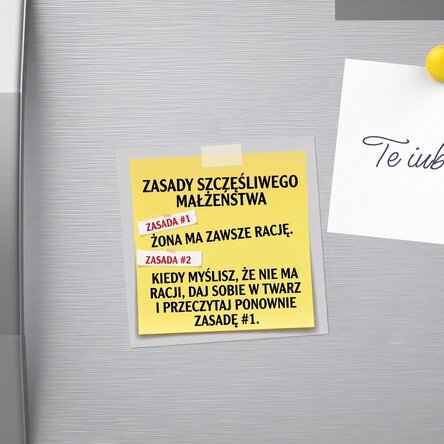 Spersonalizowany magnes 10x10 z napisem – Zasady w małżeństwie