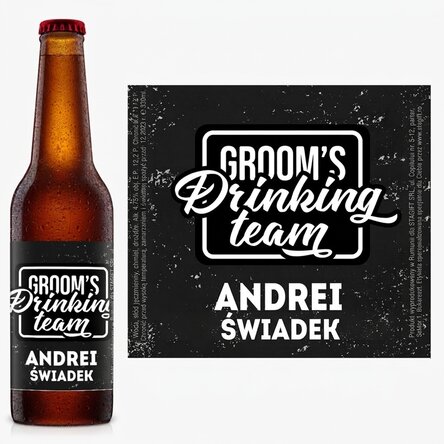 Piwo z indywidualnym nadrukiem na wieczór kawalerski – Groom's drinking team