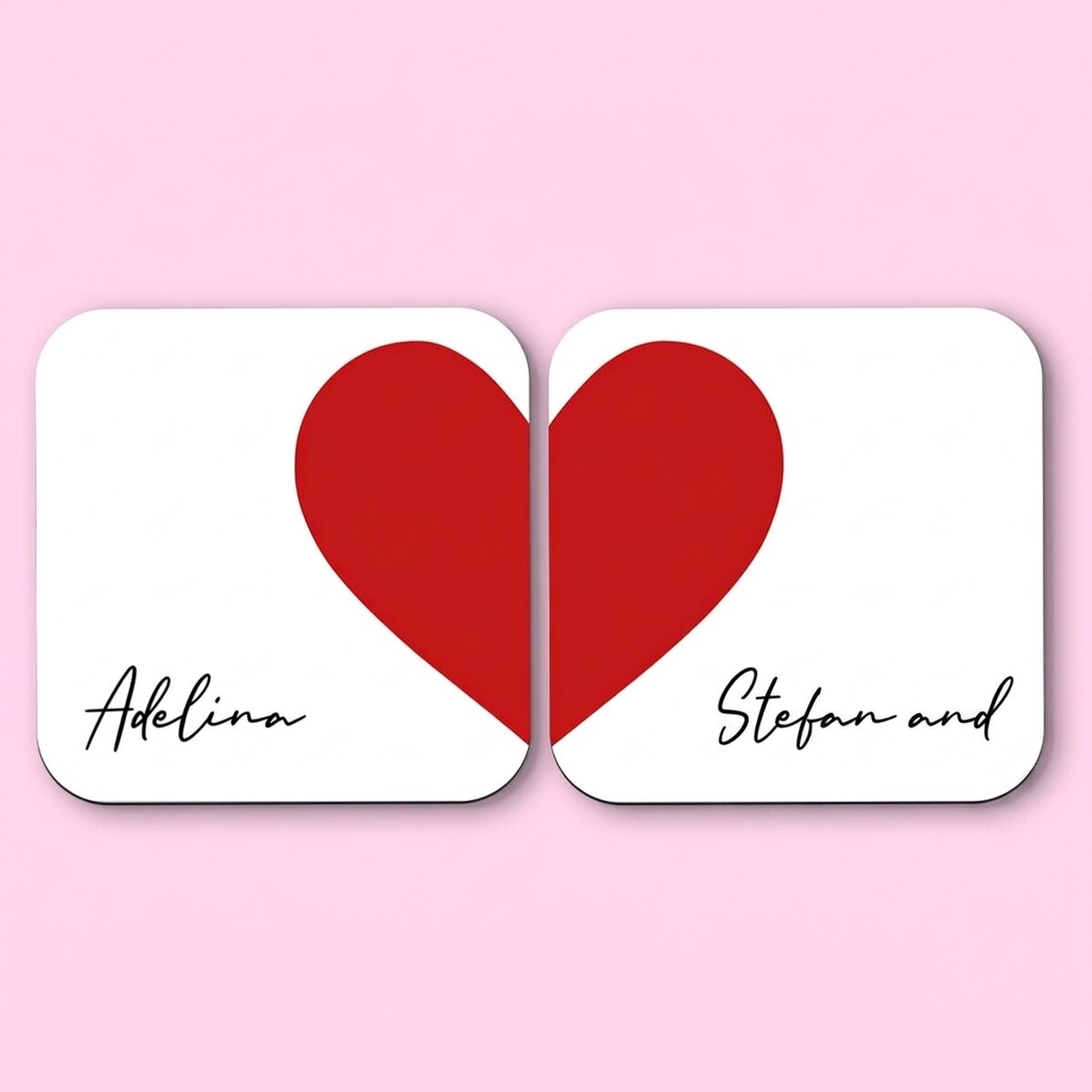 Zestaw 2 spody pod szklanki z indywidualnym napisem – Heart