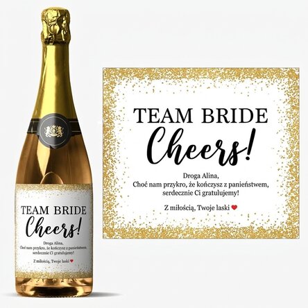 Wino musujące z indywidualnym napisem na wieczór panieński – Cheers