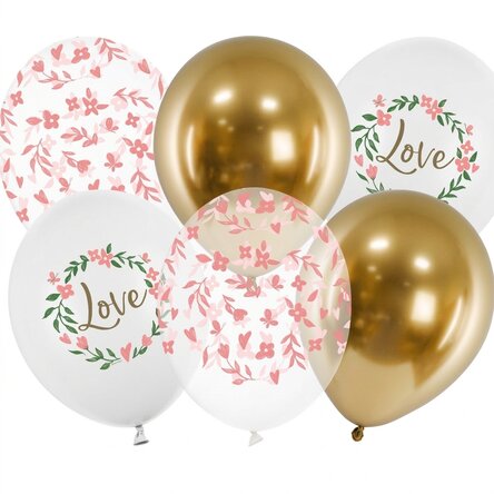 Zestaw 6 balonów w różnych wzorach – Love