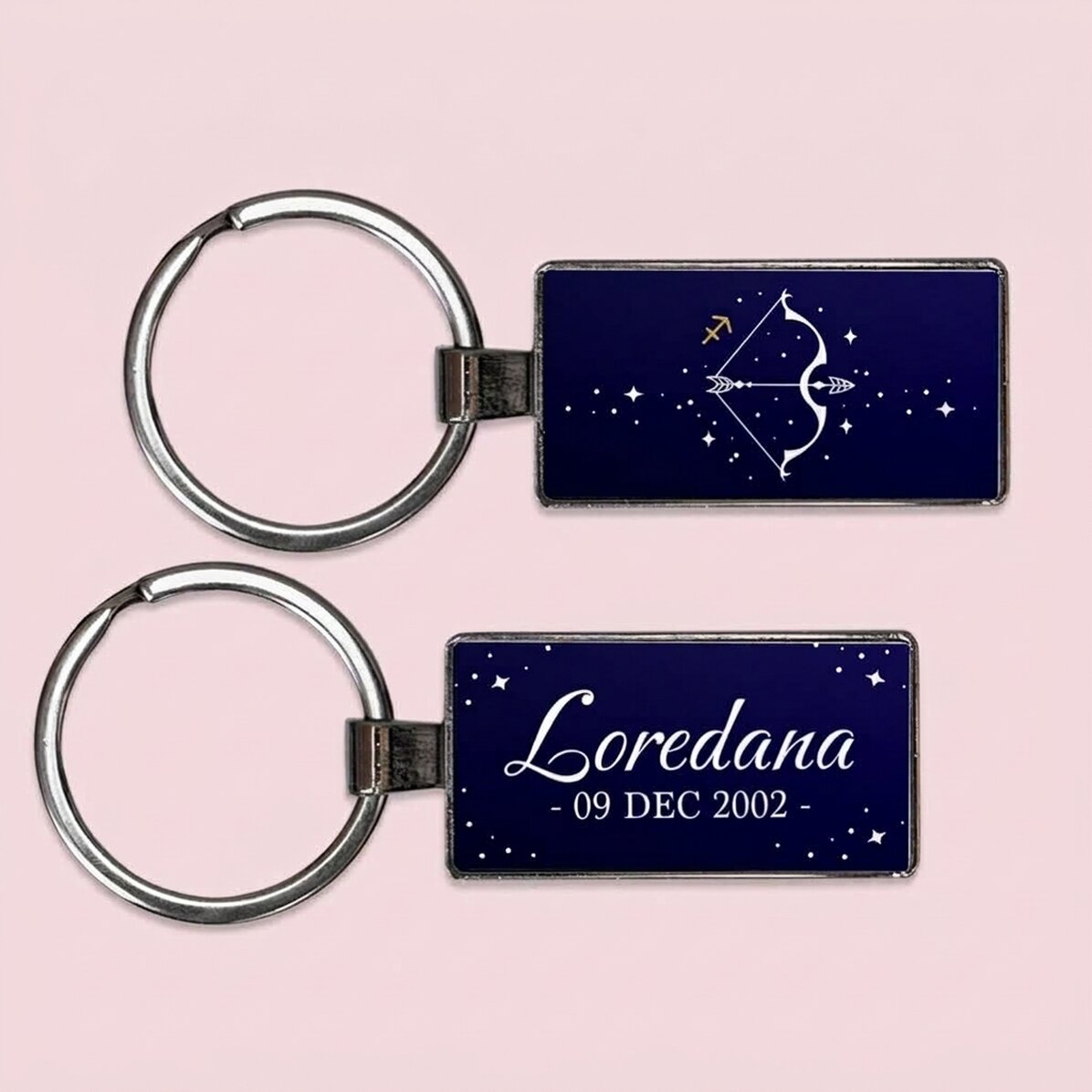 Spersonalizowany brelok z napisem i znakiem zodiaku – Strzelec