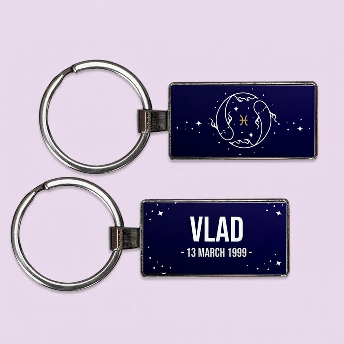 Spersonalizowany brelok z napisem i znakiem zodiaku – Ryby