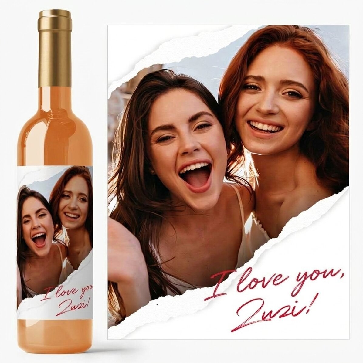 Wino z indywidualnym nadrukiem ze zdjęciem i tekstem – „Podarta kartka”