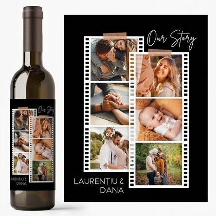 Personalised wine with 6 photos and message - Photos on film